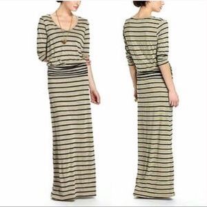 Puella Stripewise Chemise Tan Maxi Dress